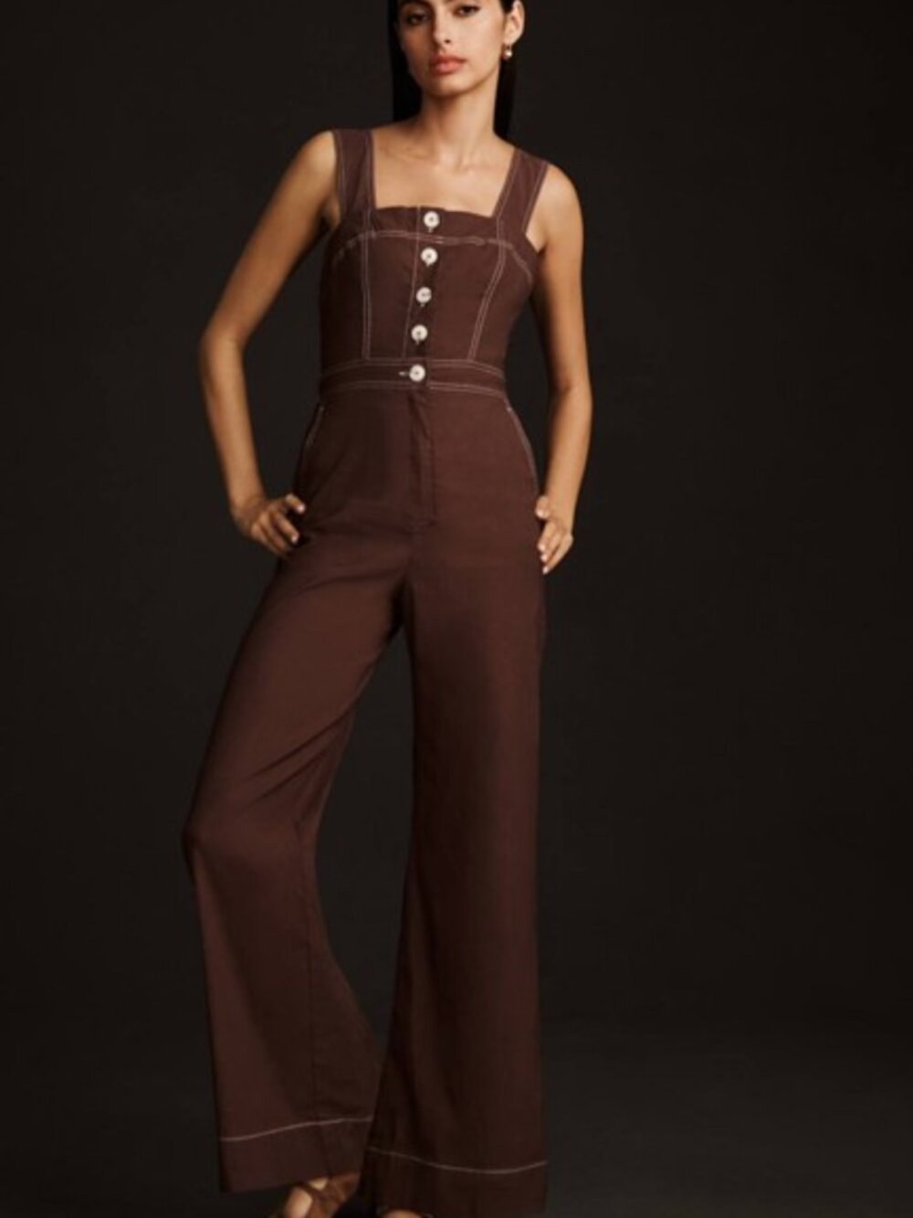 NWOT Maeve by Anthropologie 'The Colette' Linen Blend Jumpsuit in Mauve - Size 4